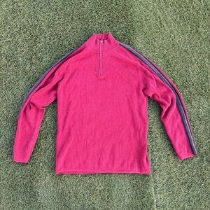 Vintage Reunion Men's Size Large Red Quarter Zip Sweater Knit Pullover